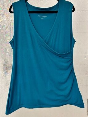 Soft Surroundings Teal Sleeveless Surplice Tank